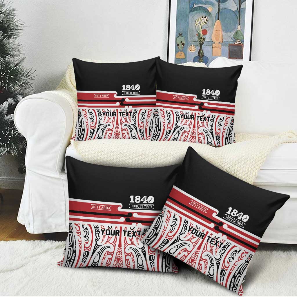 Personalised Toitu Te Tiriti Aotearoa 1840 Pillow Cover Red Kowhaiwhai Puhoro - Aussie Hoodie