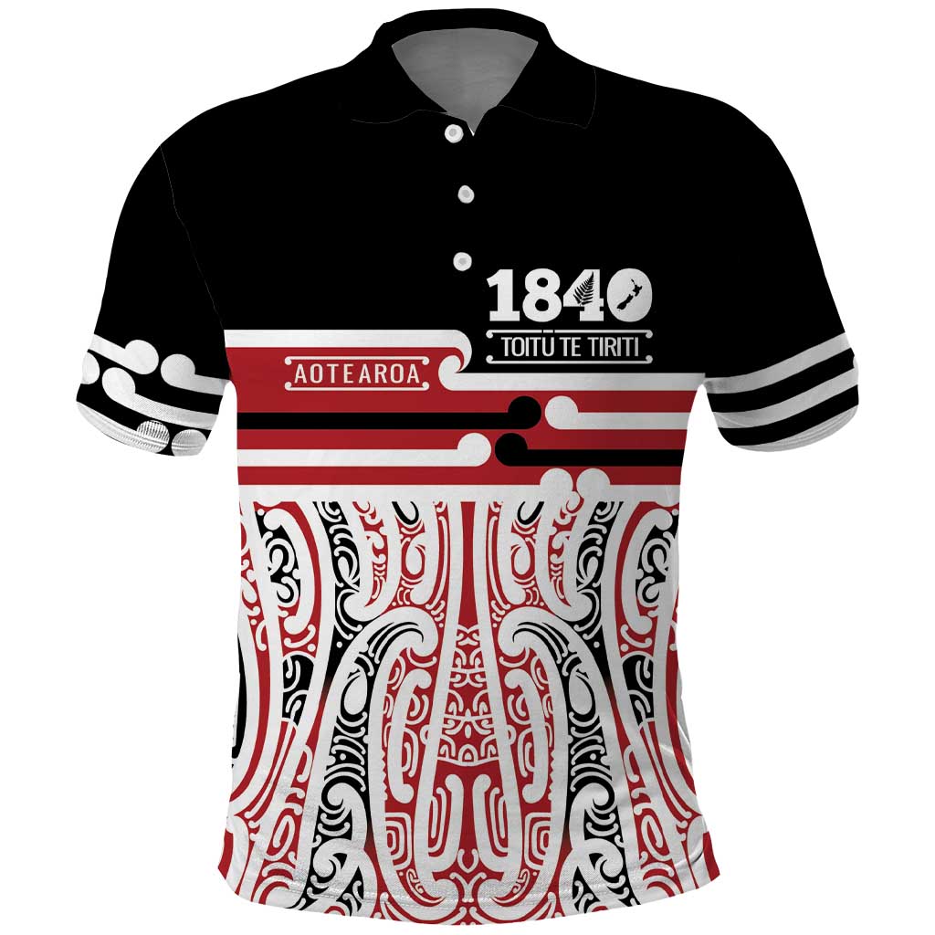 Personalised Toitu Te Tiriti Aotearoa 1840 Polo Shirt Red Kowhaiwhai Puhoro - Aussie Hoodie