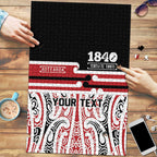 Personalised Toitu Te Tiriti Aotearoa 1840 Puzzle Red Kowhaiwhai Puhoro - Aussie Hoodie