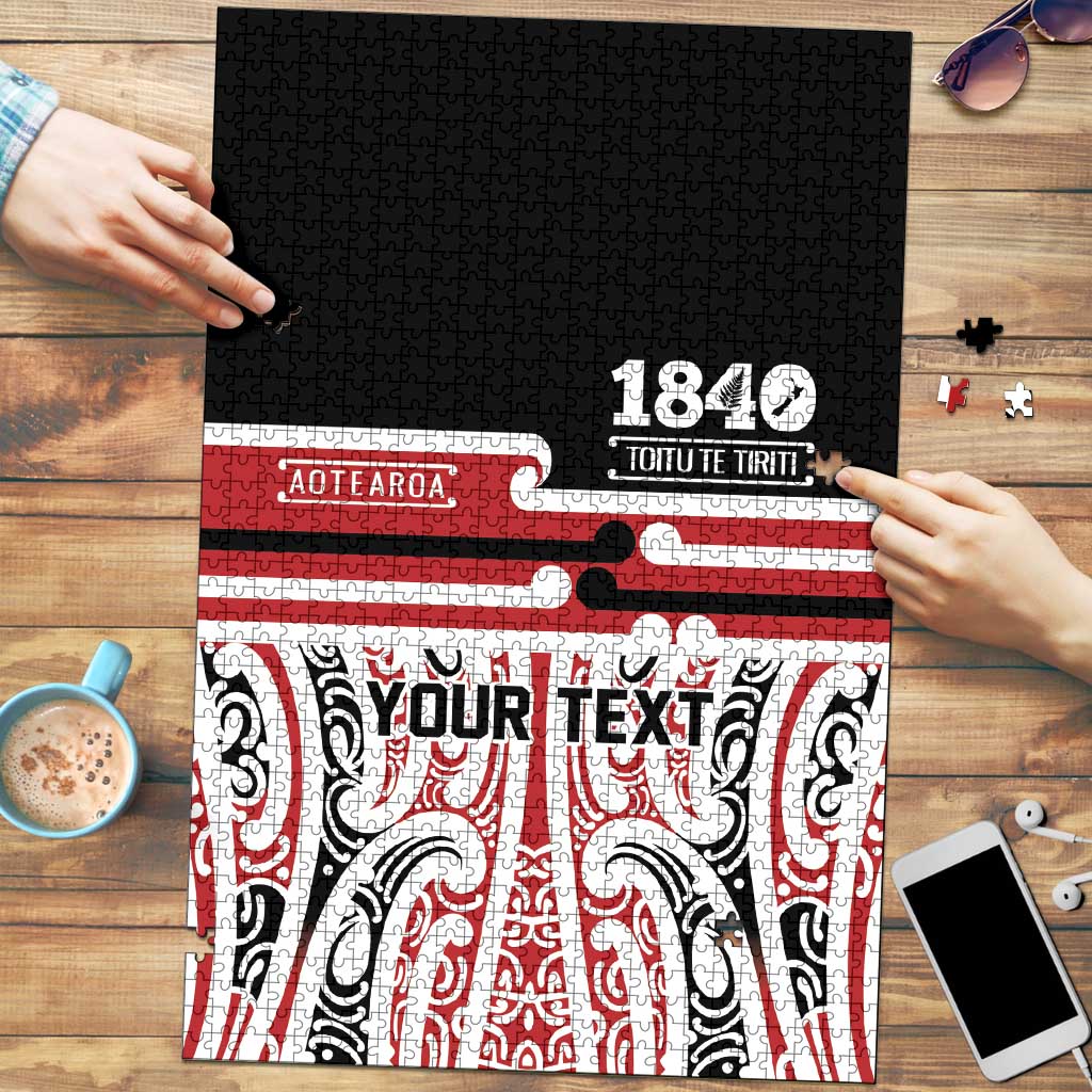 Personalised Toitu Te Tiriti Aotearoa 1840 Puzzle Red Kowhaiwhai Puhoro - Aussie Hoodie