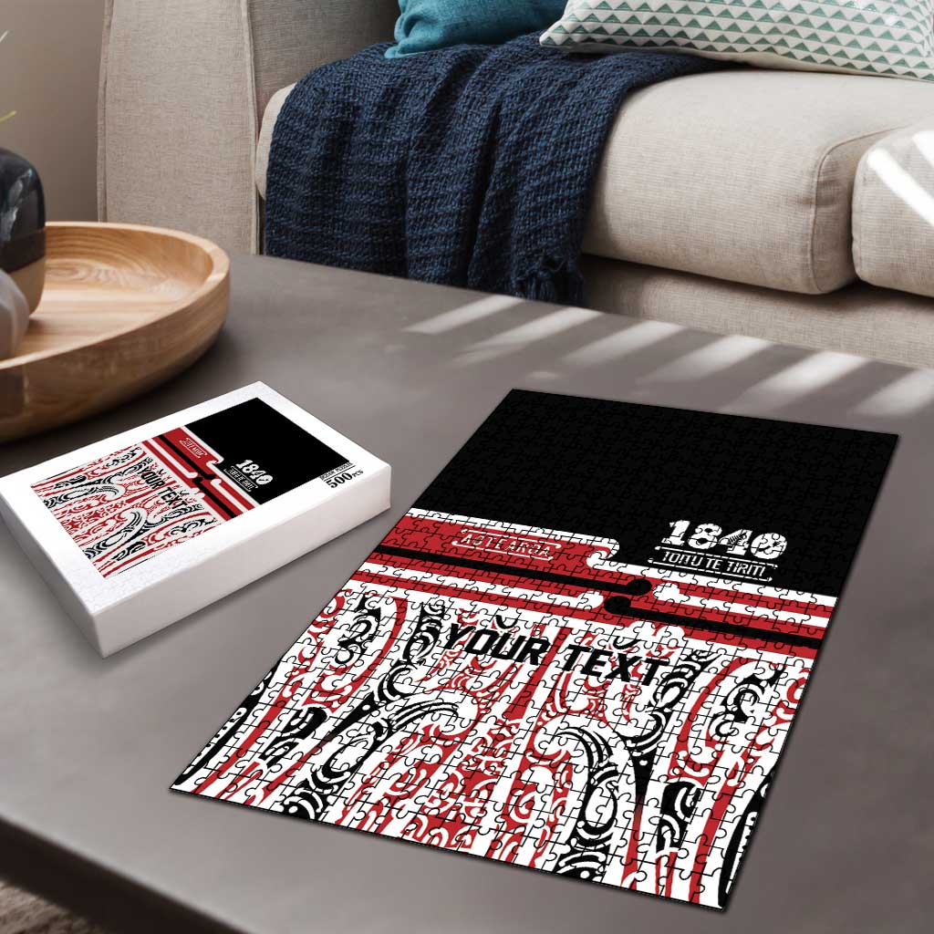 Personalised Toitu Te Tiriti Aotearoa 1840 Puzzle Red Kowhaiwhai Puhoro - Aussie Hoodie