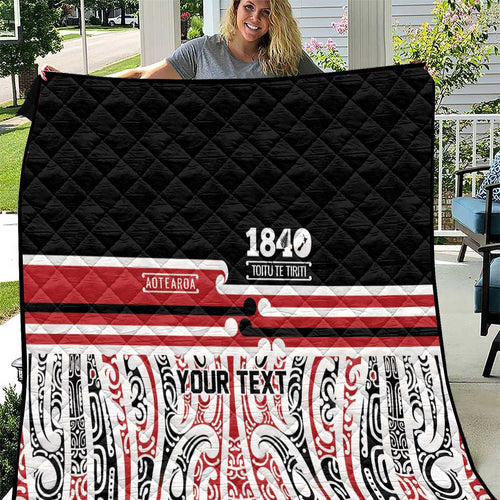 Personalised Toitu Te Tiriti Aotearoa 1840 Quilt Red Kowhaiwhai Puhoro - Aussie Hoodie
