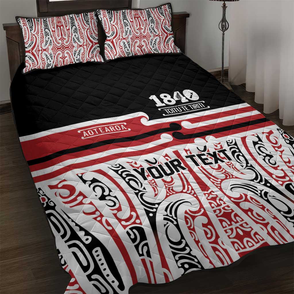 Personalised Toitu Te Tiriti Aotearoa 1840 Quilt Bed Set Red Kowhaiwhai Puhoro - Aussie Hoodie