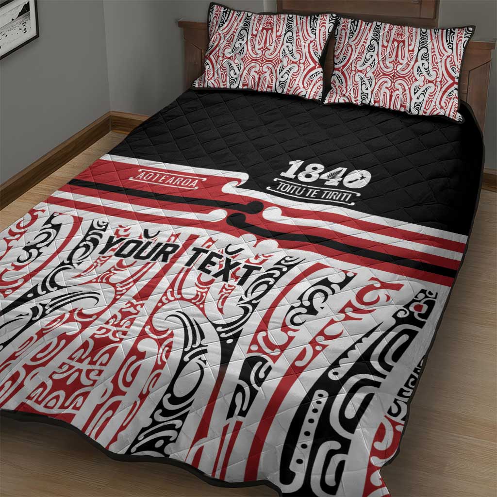 Personalised Toitu Te Tiriti Aotearoa 1840 Quilt Bed Set Red Kowhaiwhai Puhoro - Aussie Hoodie