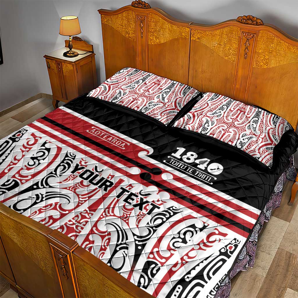 Personalised Toitu Te Tiriti Aotearoa 1840 Quilt Bed Set Red Kowhaiwhai Puhoro - Aussie Hoodie