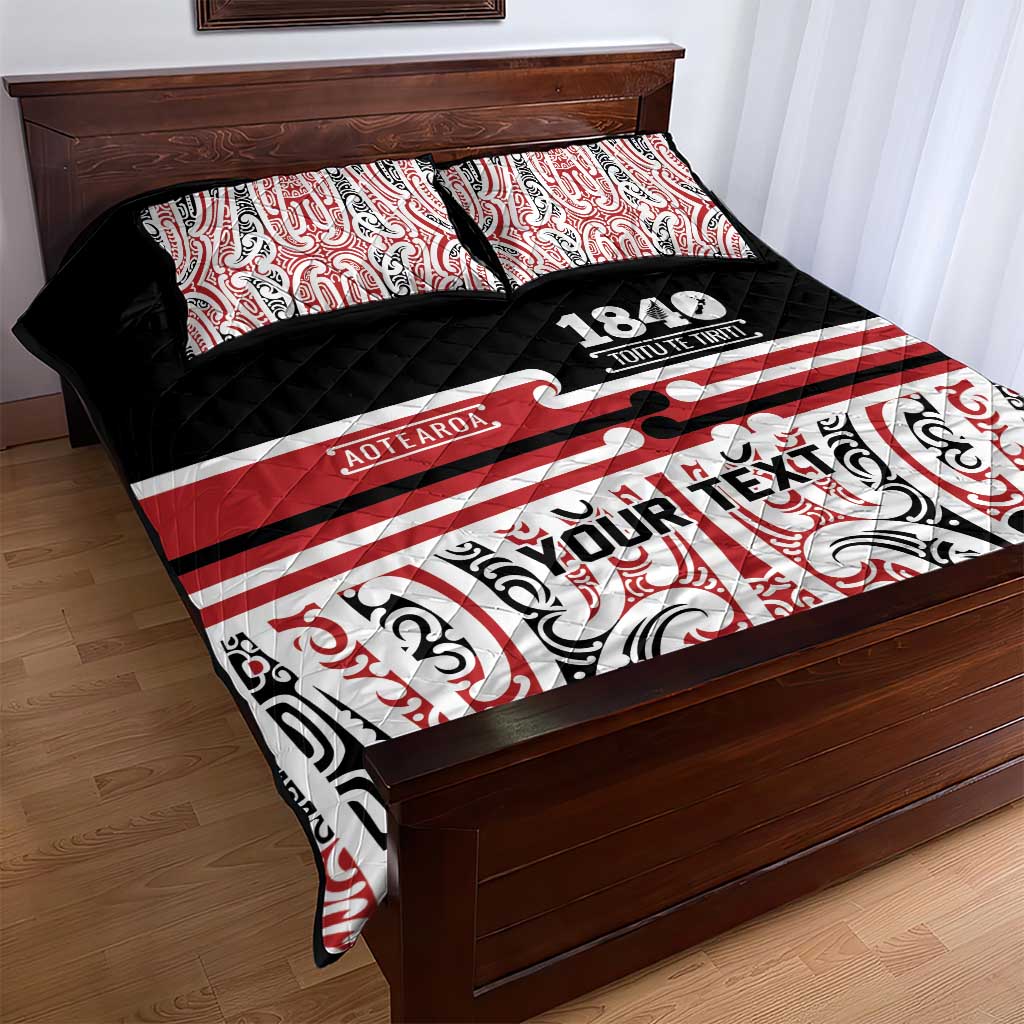 Personalised Toitu Te Tiriti Aotearoa 1840 Quilt Bed Set Red Kowhaiwhai Puhoro - Aussie Hoodie