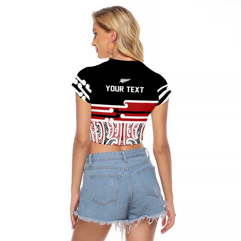 Personalised Toitu Te Tiriti Aotearoa 1840 Raglan Cropped T Shirt Red Kowhaiwhai Puhoro - Aussie Hoodie