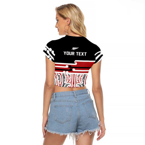 Personalised Toitu Te Tiriti Aotearoa 1840 Raglan Cropped T Shirt Red Kowhaiwhai Puhoro - Aussie Hoodie