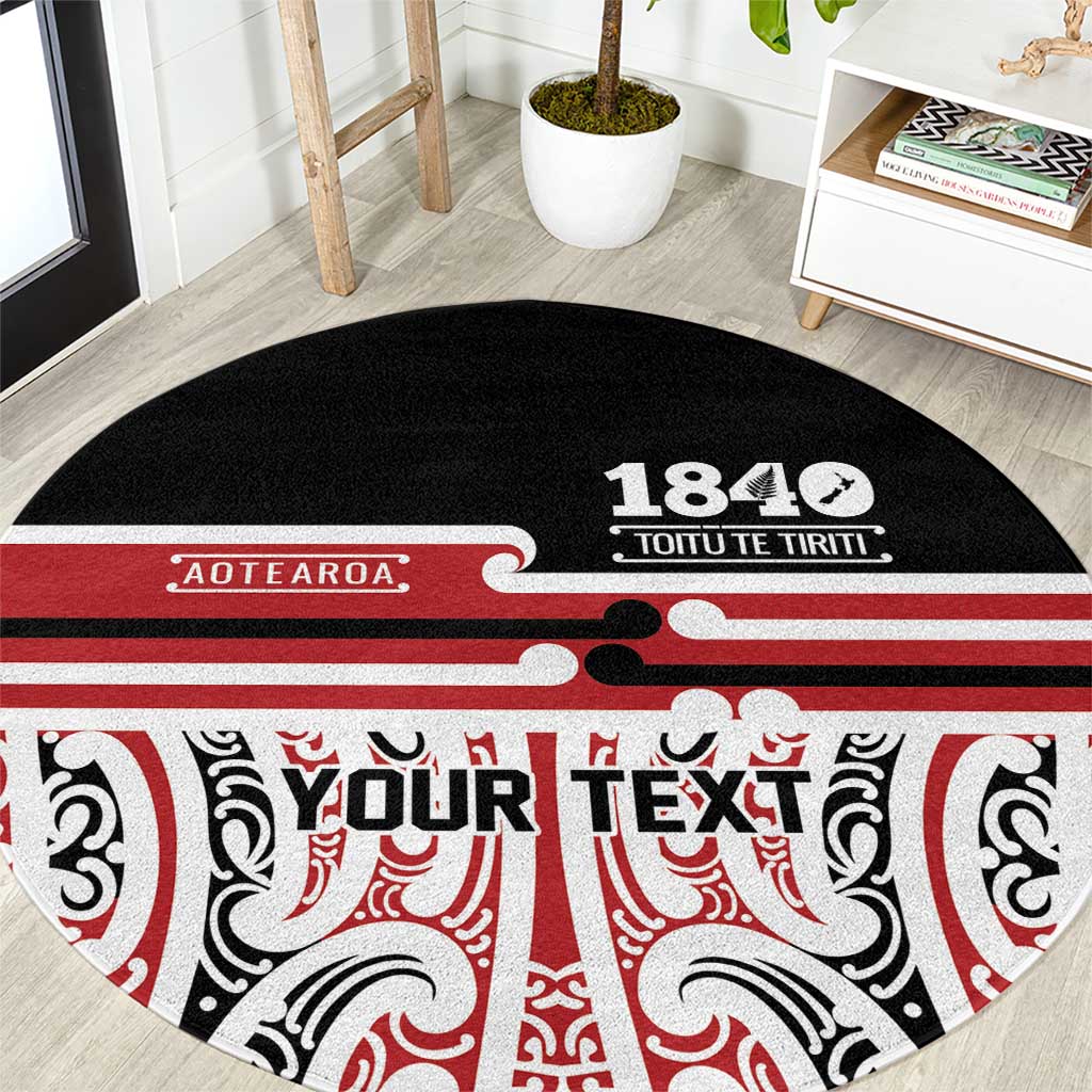 Personalised Toitu Te Tiriti Aotearoa 1840 Round Carpet Red Kowhaiwhai Puhoro - Aussie Hoodie