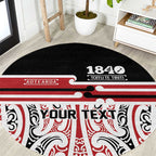 Personalised Toitu Te Tiriti Aotearoa 1840 Round Carpet Red Kowhaiwhai Puhoro - Aussie Hoodie