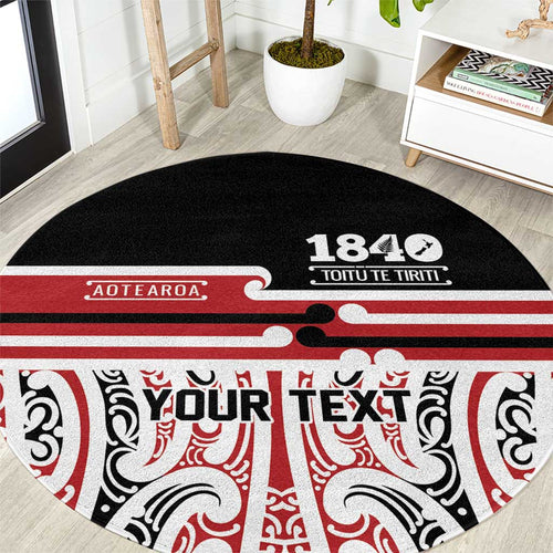 Personalised Toitu Te Tiriti Aotearoa 1840 Round Carpet Red Kowhaiwhai Puhoro - Aussie Hoodie