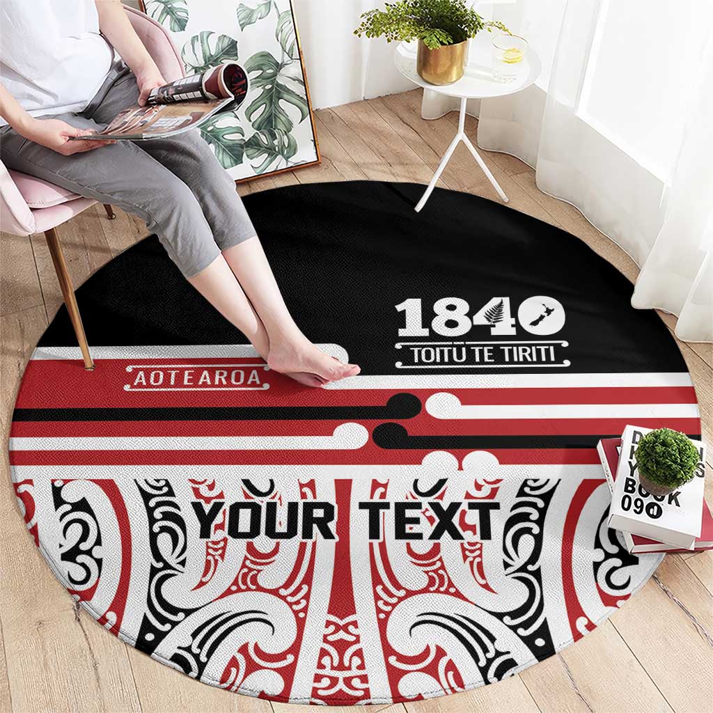 Personalised Toitu Te Tiriti Aotearoa 1840 Round Carpet Red Kowhaiwhai Puhoro - Aussie Hoodie