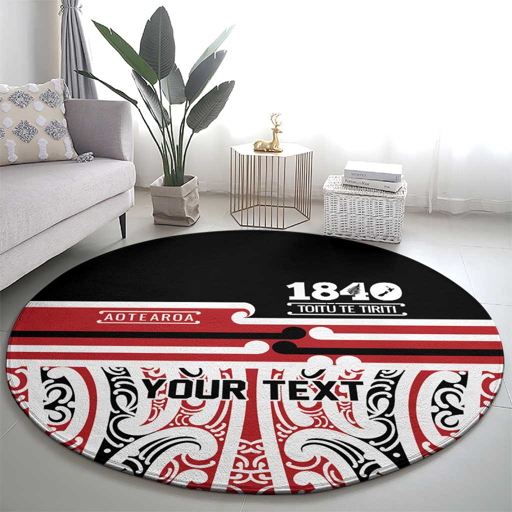 Personalised Toitu Te Tiriti Aotearoa 1840 Round Carpet Red Kowhaiwhai Puhoro - Aussie Hoodie