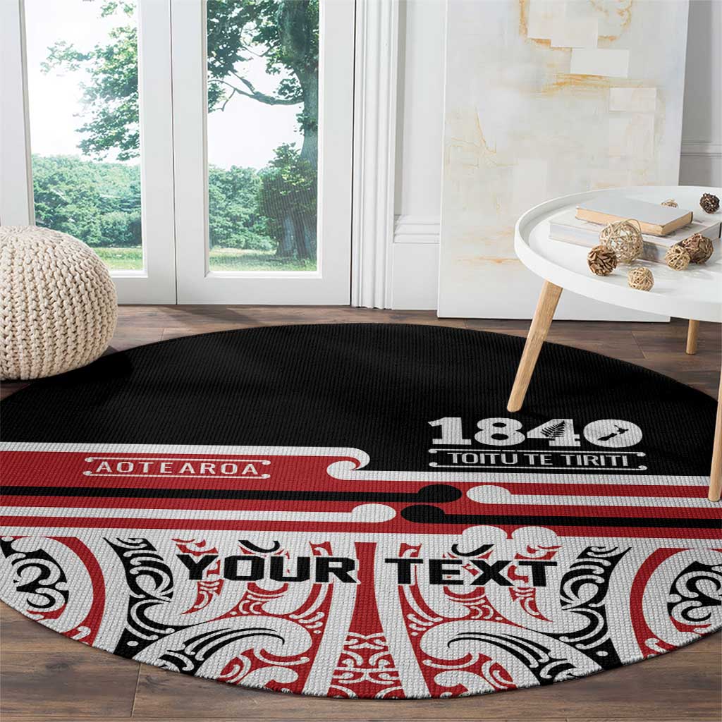 Personalised Toitu Te Tiriti Aotearoa 1840 Round Carpet Red Kowhaiwhai Puhoro - Aussie Hoodie