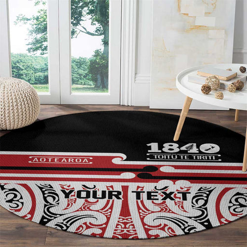 Personalised Toitu Te Tiriti Aotearoa 1840 Round Carpet Red Kowhaiwhai Puhoro - Aussie Hoodie