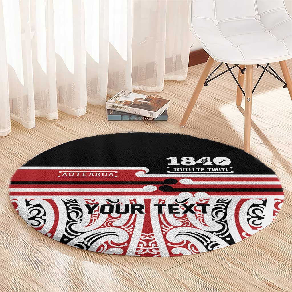 Personalised Toitu Te Tiriti Aotearoa 1840 Round Carpet Red Kowhaiwhai Puhoro - Aussie Hoodie
