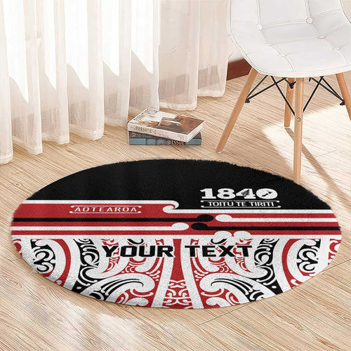 Personalised Toitu Te Tiriti Aotearoa 1840 Round Carpet Red Kowhaiwhai Puhoro - Aussie Hoodie