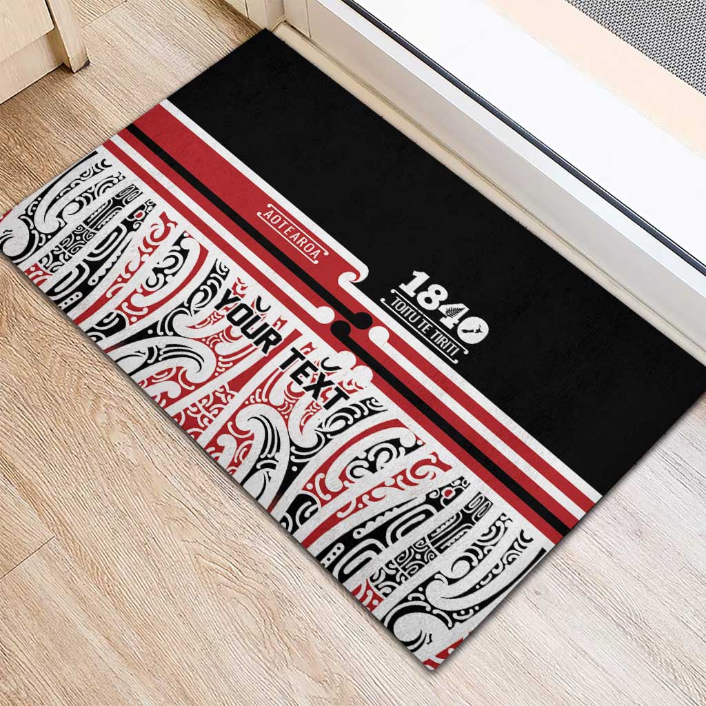 Personalised Toitu Te Tiriti Aotearoa 1840 Rubber Doormat Red Kowhaiwhai Puhoro - Aussie Hoodie