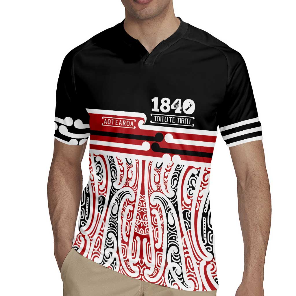 Personalised Toitu Te Tiriti Aotearoa 1840 Rugby Jersey Red Kowhaiwhai Puhoro - Aussie Hoodie
