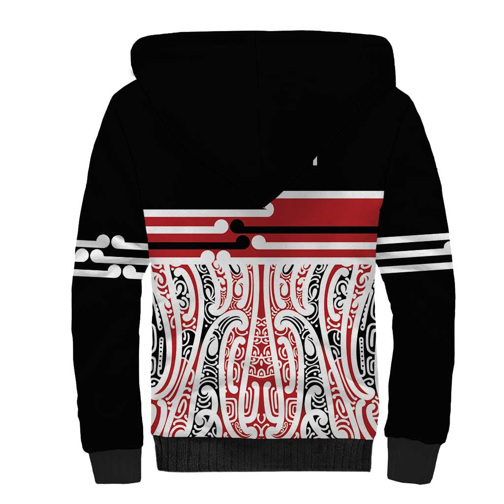 Personalised Toitu Te Tiriti Aotearoa 1840 Sherpa Hoodie Red Kowhaiwhai Puhoro - Aussie Hoodie
