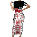 Personalised Toitu Te Tiriti Aotearoa 1840 Short Sleeve Bodycon Dress Red Kowhaiwhai Puhoro - Aussie Hoodie