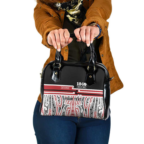 Personalised Toitu Te Tiriti Aotearoa 1840 Shoulder Handbag Red Kowhaiwhai Puhoro - Aussie Hoodie