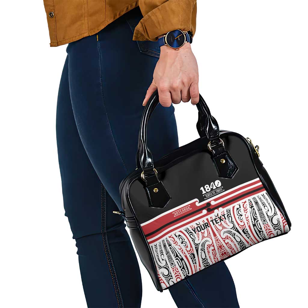 Personalised Toitu Te Tiriti Aotearoa 1840 Shoulder Handbag Red Kowhaiwhai Puhoro - Aussie Hoodie