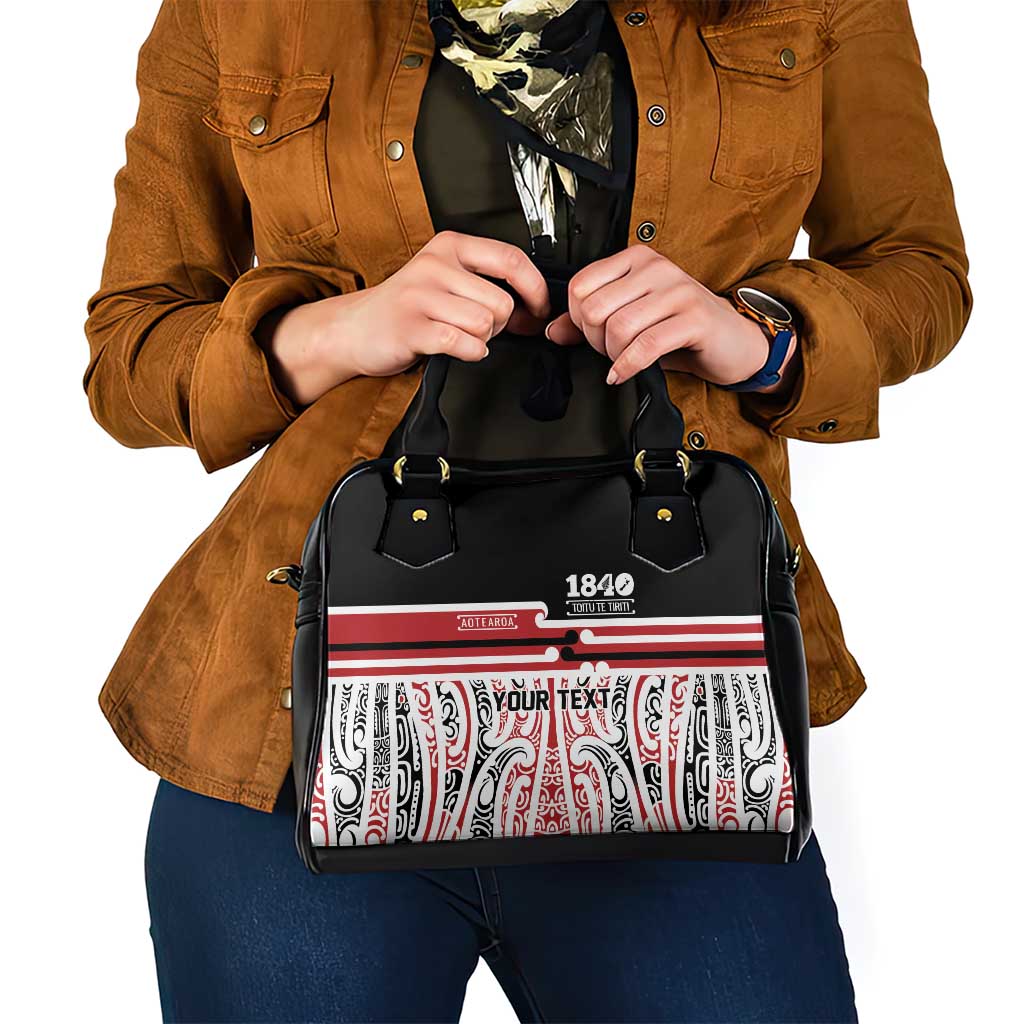 Personalised Toitu Te Tiriti Aotearoa 1840 Shoulder Handbag Red Kowhaiwhai Puhoro - Aussie Hoodie