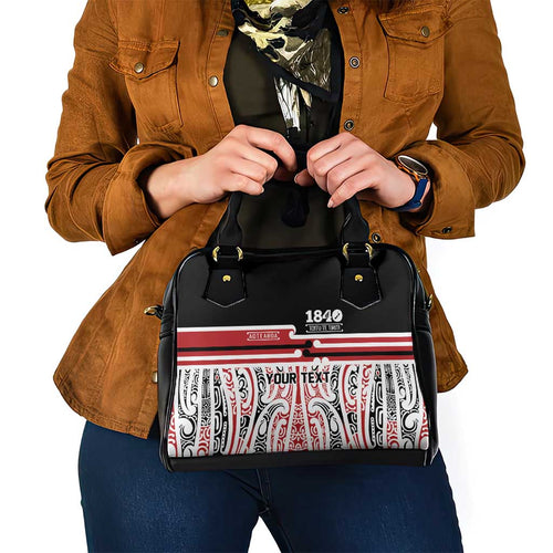 Personalised Toitu Te Tiriti Aotearoa 1840 Shoulder Handbag Red Kowhaiwhai Puhoro - Aussie Hoodie