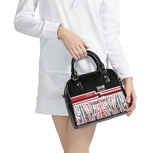 Personalised Toitu Te Tiriti Aotearoa 1840 Shoulder Handbag Red Kowhaiwhai Puhoro - Aussie Hoodie