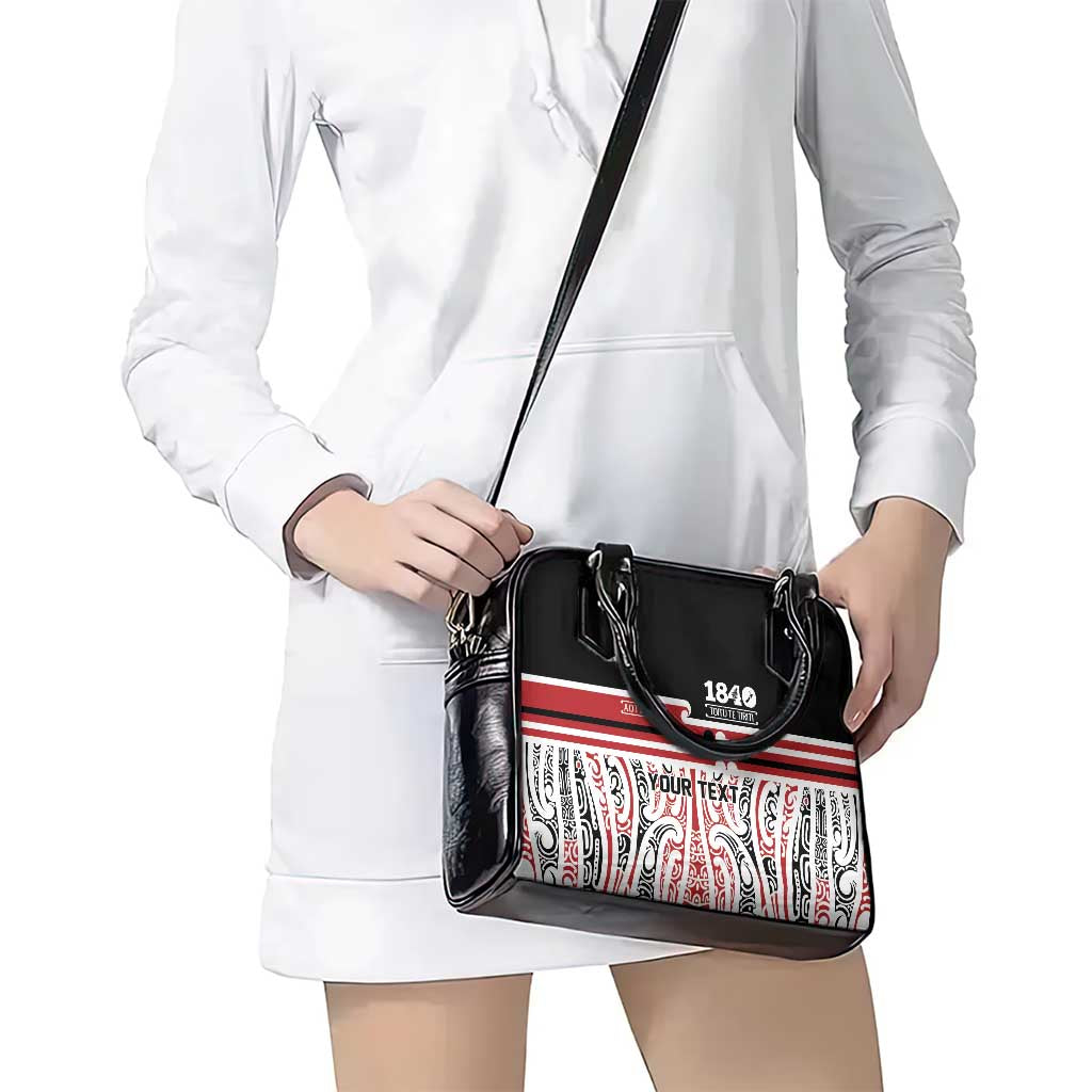 Personalised Toitu Te Tiriti Aotearoa 1840 Shoulder Handbag Red Kowhaiwhai Puhoro - Aussie Hoodie