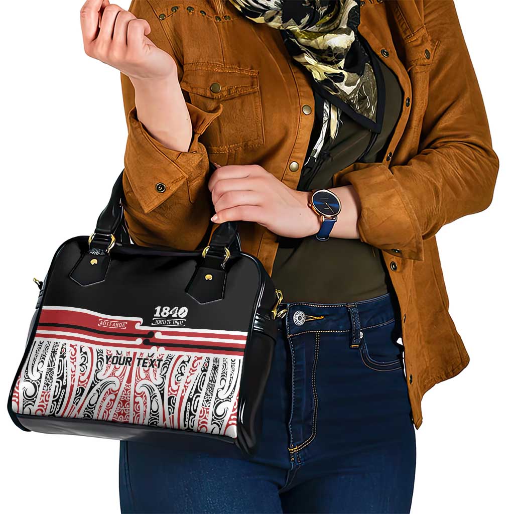 Personalised Toitu Te Tiriti Aotearoa 1840 Shoulder Handbag Red Kowhaiwhai Puhoro - Aussie Hoodie