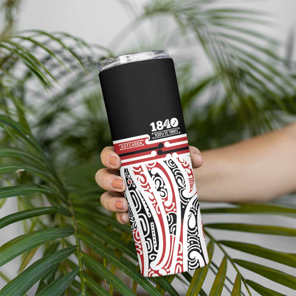 Personalised Toitu Te Tiriti Aotearoa 1840 Skinny Tumbler Red Kowhaiwhai Puhoro - Aussie Hoodie