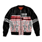 Personalised Toitu Te Tiriti Aotearoa 1840 Sleeve Zip Bomber Jacket Red Kowhaiwhai Puhoro - Aussie Hoodie