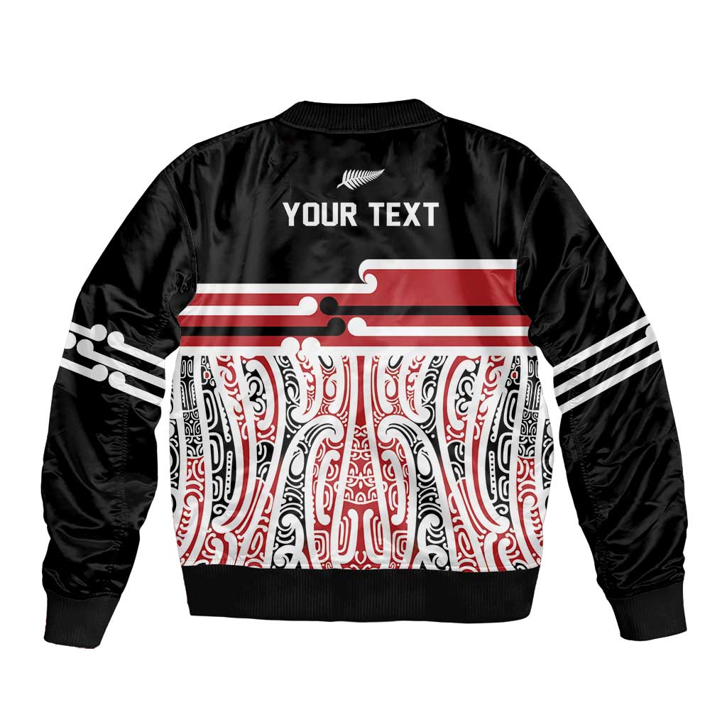 Personalised Toitu Te Tiriti Aotearoa 1840 Sleeve Zip Bomber Jacket Red Kowhaiwhai Puhoro - Aussie Hoodie