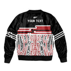 Personalised Toitu Te Tiriti Aotearoa 1840 Sleeve Zip Bomber Jacket Red Kowhaiwhai Puhoro - Aussie Hoodie
