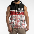 Personalised Toitu Te Tiriti Aotearoa 1840 Sleeveless Hoodie Red Kowhaiwhai Puhoro - Aussie Hoodie