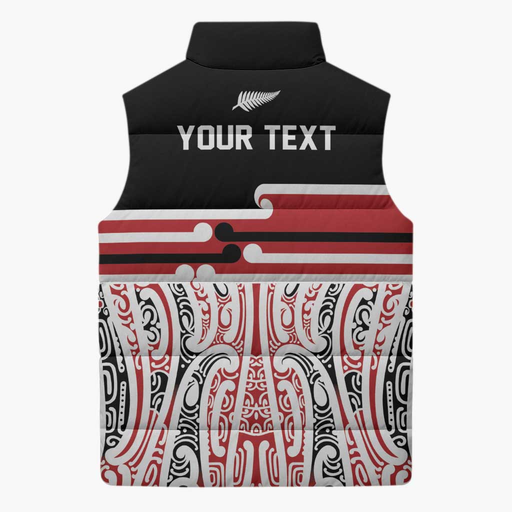 Personalised Toitu Te Tiriti Aotearoa 1840 Sleeveless Puffer Jacket Red Kowhaiwhai Puhoro - Aussie Hoodie