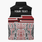 Personalised Toitu Te Tiriti Aotearoa 1840 Sleeveless Puffer Jacket Red Kowhaiwhai Puhoro - Aussie Hoodie
