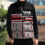 Personalised Toitu Te Tiriti Aotearoa 1840 Sleeveless Puffer Jacket Red Kowhaiwhai Puhoro - Aussie Hoodie