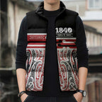Personalised Toitu Te Tiriti Aotearoa 1840 Sleeveless Puffer Jacket Red Kowhaiwhai Puhoro - Aussie Hoodie