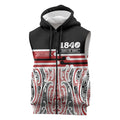 Personalised Toitu Te Tiriti Aotearoa 1840 Sleeveless Zip Hoodie Red Kowhaiwhai Puhoro - Aussie Hoodie