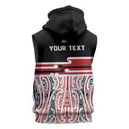 Personalised Toitu Te Tiriti Aotearoa 1840 Sleeveless Zip Hoodie Red Kowhaiwhai Puhoro - Aussie Hoodie
