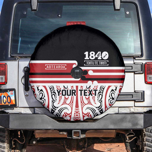 Personalised Toitu Te Tiriti Aotearoa 1840 Spare Tire Cover Red Kowhaiwhai Puhoro - Aussie Hoodie
