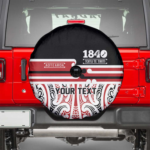 Personalised Toitu Te Tiriti Aotearoa 1840 Spare Tire Cover Red Kowhaiwhai Puhoro - Aussie Hoodie