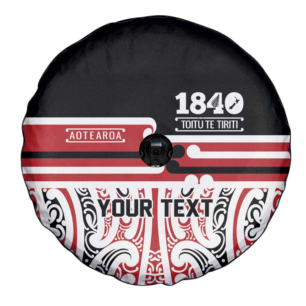 Personalised Toitu Te Tiriti Aotearoa 1840 Spare Tire Cover Red Kowhaiwhai Puhoro - Aussie Hoodie