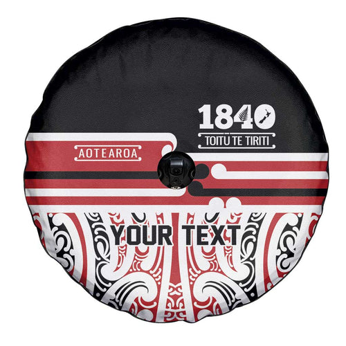 Personalised Toitu Te Tiriti Aotearoa 1840 Spare Tire Cover Red Kowhaiwhai Puhoro - Aussie Hoodie