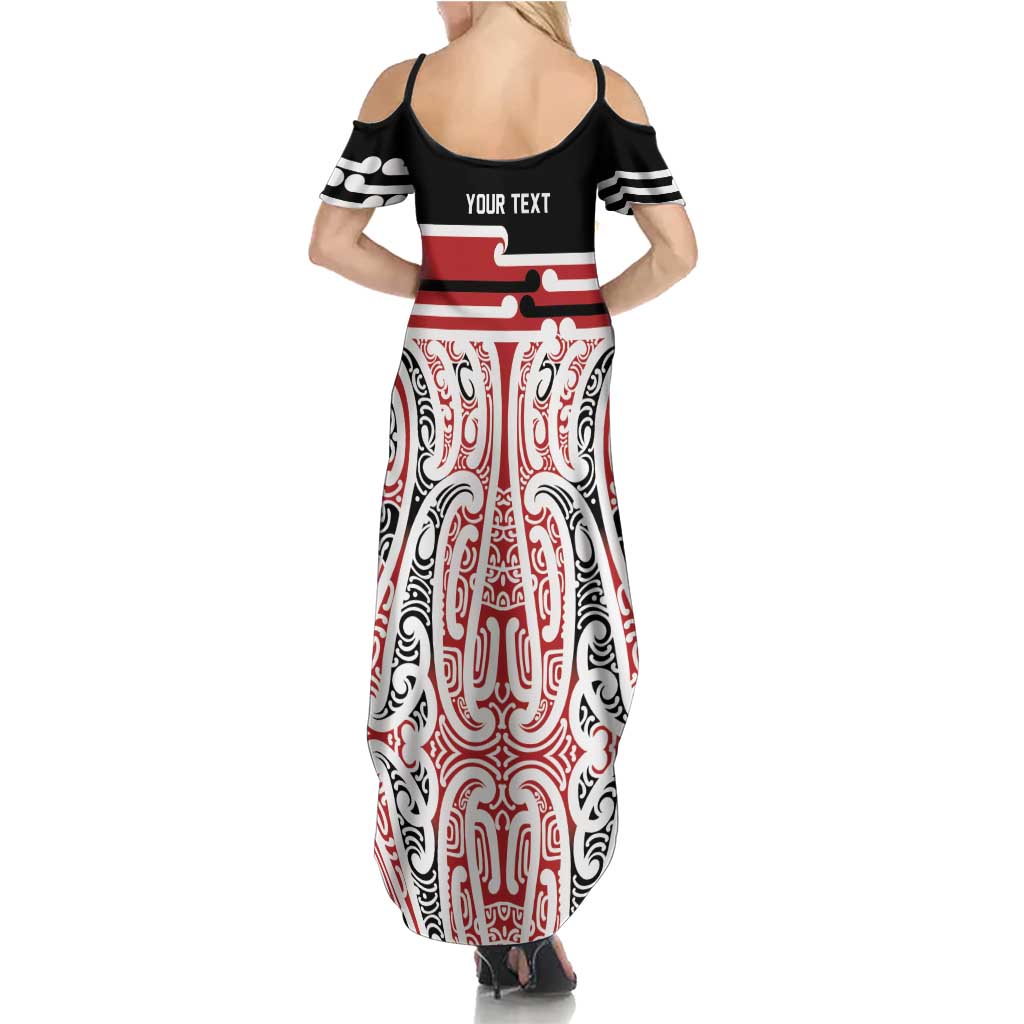 Personalised Toitu Te Tiriti Aotearoa 1840 Summer Maxi Dress Red Kowhaiwhai Puhoro - Aussie Hoodie