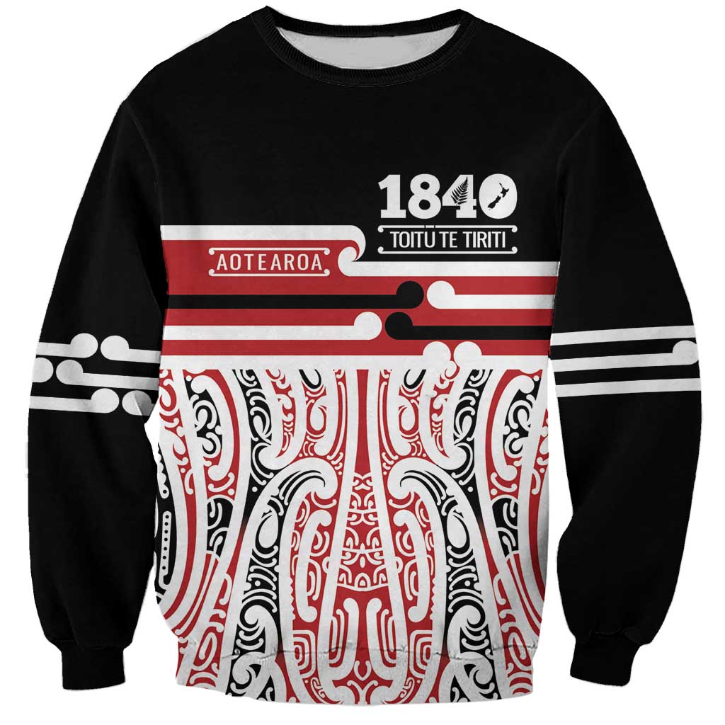 Personalised Toitu Te Tiriti Aotearoa 1840 Sweatshirt Red Kowhaiwhai Puhoro - Aussie Hoodie