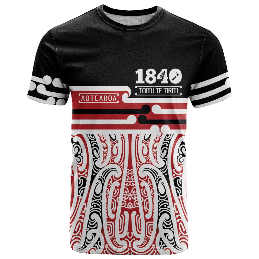 Personalised Toitu Te Tiriti Aotearoa 1840 T Shirt Red Kowhaiwhai Puhoro - Aussie Hoodie